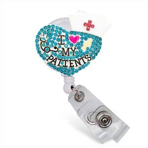 NEW Sparkle & Shine I Love My Patients Badge Reel Nurses Sparkles Work ID
